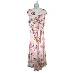 Torrid Peach Floral Hi Low Maxi Dress Shirred 2X 18 20